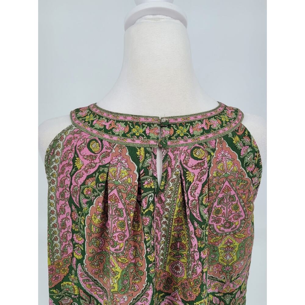 Chelsea & Theodore Tan Paisley Sleeveless Tank Top Sz M Boho Chic Retro Indie - Picture 5 of 9